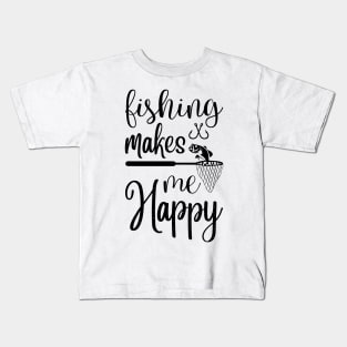 Less Talk More Fishing - Gift For Fishing Lovers, Fisherman - Black And White Simple Font Kids T-Shirt